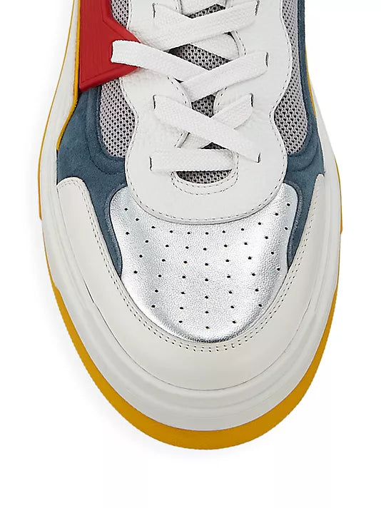 Christian Louboutin  Astroloubi Metallic Leather Studded Sneakers