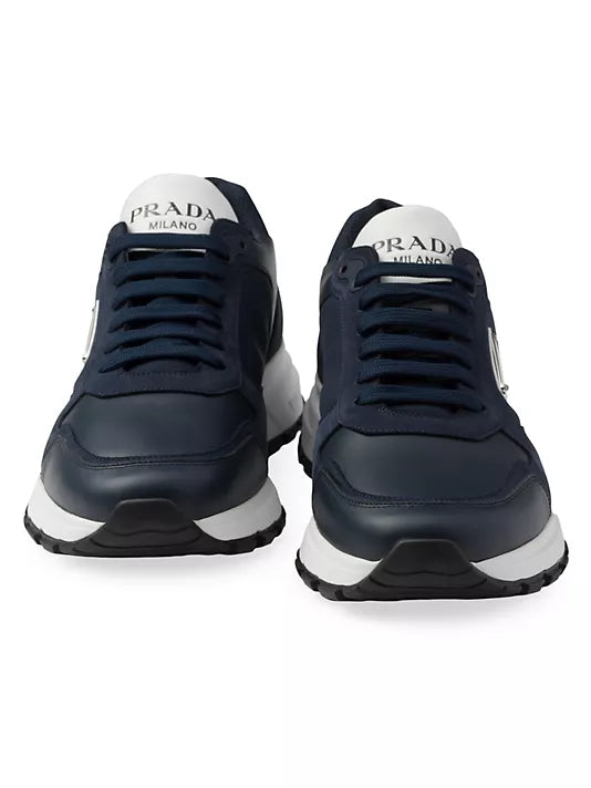 Prada  Nubuck and Re-Nylon High-Top Sneakers