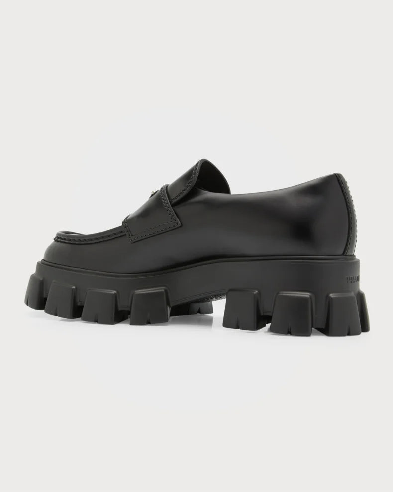 Prada Men's Monolith Lug-Sole Brushed Leather Loafers